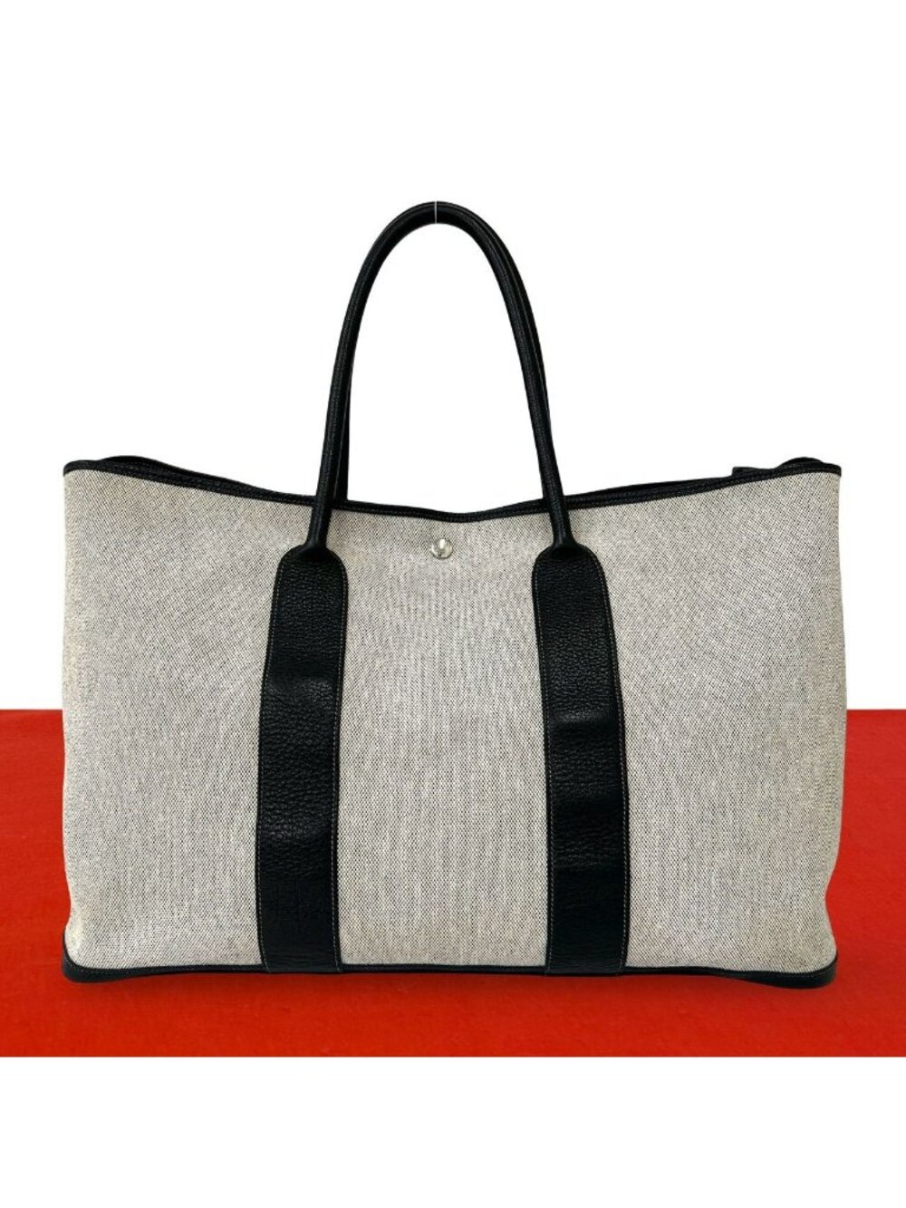 Hermes Garden Party GM Toile H Negonda Tote Bag Ecru Noir